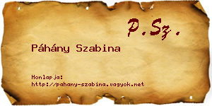 Páhány Szabina névjegykártya